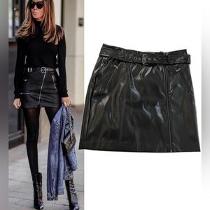 Karl Lagerfeld Signature Vegan Patent Leather Mini Skirt Size 12